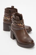 Prologue Shoes Boliva Buckled Chain Block Heel Boot