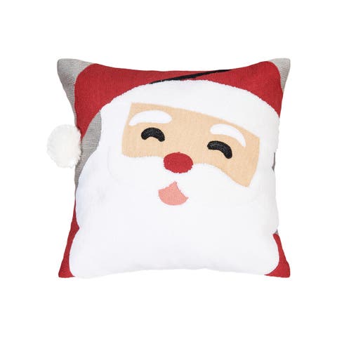 Santa Face Christmas Holiday Throw Pillow, 14" x 14"