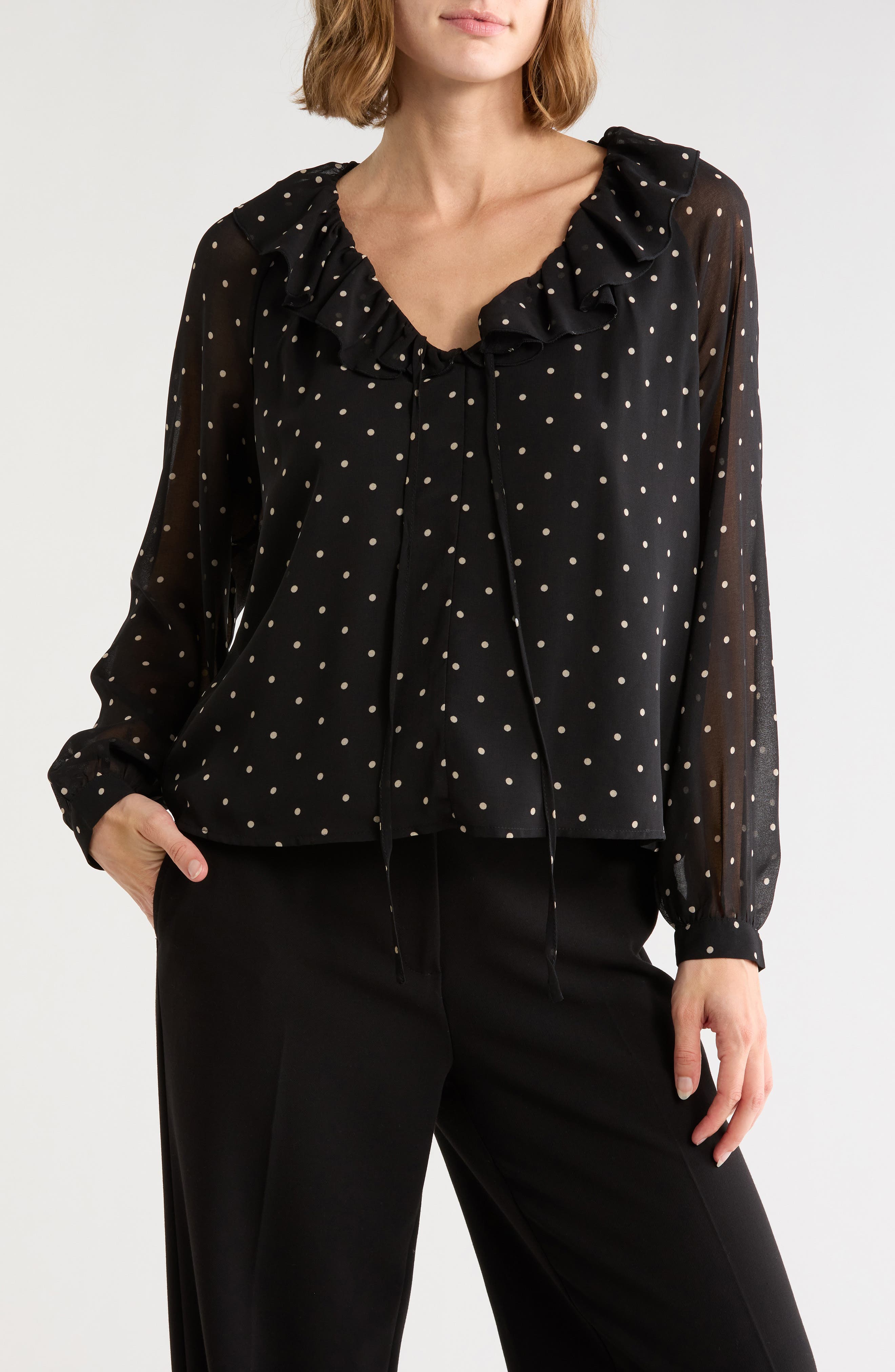 Ruffle Tie Neck Top