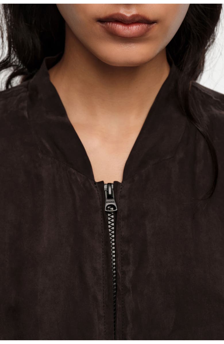 Bimba y Lola Washed Fluid Bomber Jacket, Alternate, color, Washed Black