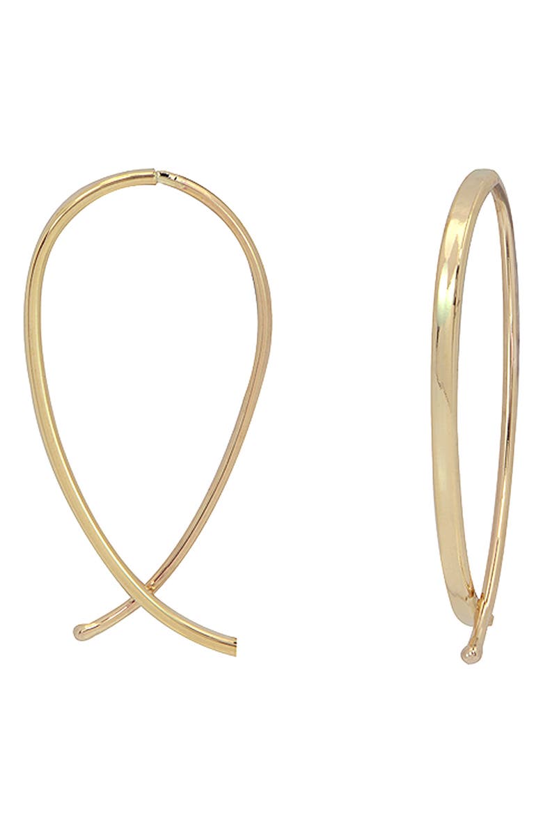 CANDELA JEWELRY 14K Yellow Gold Curved Stick Hoop Earrings, Main, color, 