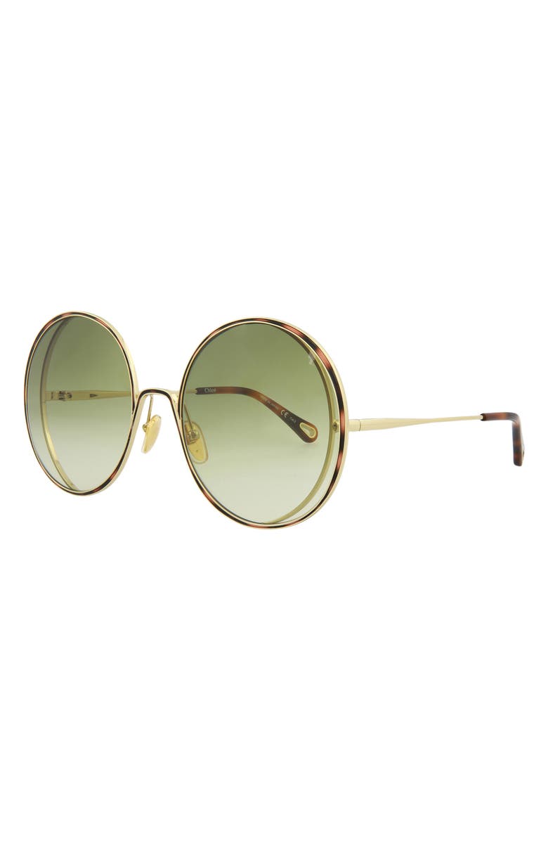 Chloé Novelty 61mm Round Sunglasses, Alternate, color, Gold Green
