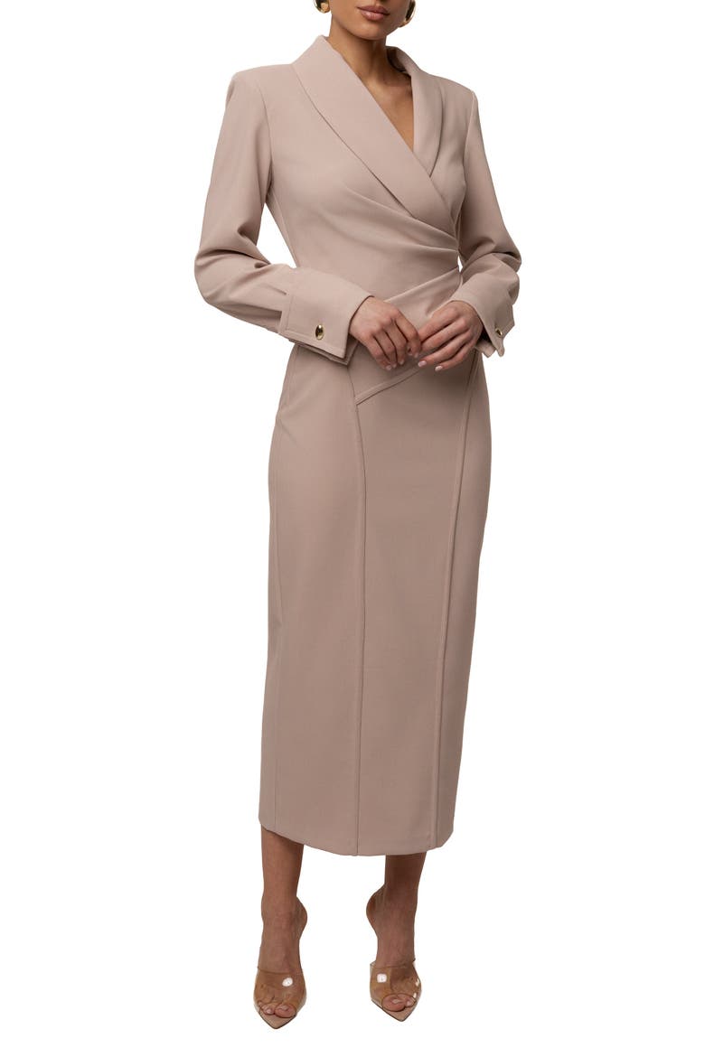 Manifest Blazer Midi Dress, Alternate, color, Beige