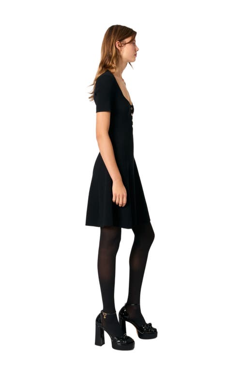 Maje Rib Knit Short Dress In Black