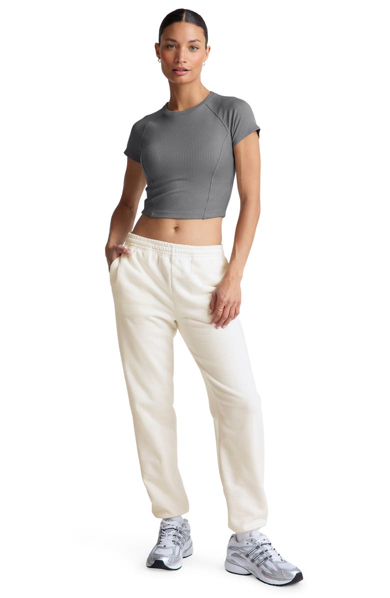 Beyond Yoga Silhouette Cropped Tee, Alternate, color, Stone Gray