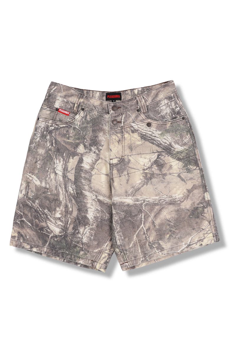 PLEASURES Hunt Canvas Shorts, Alternate, color, Sand Camo