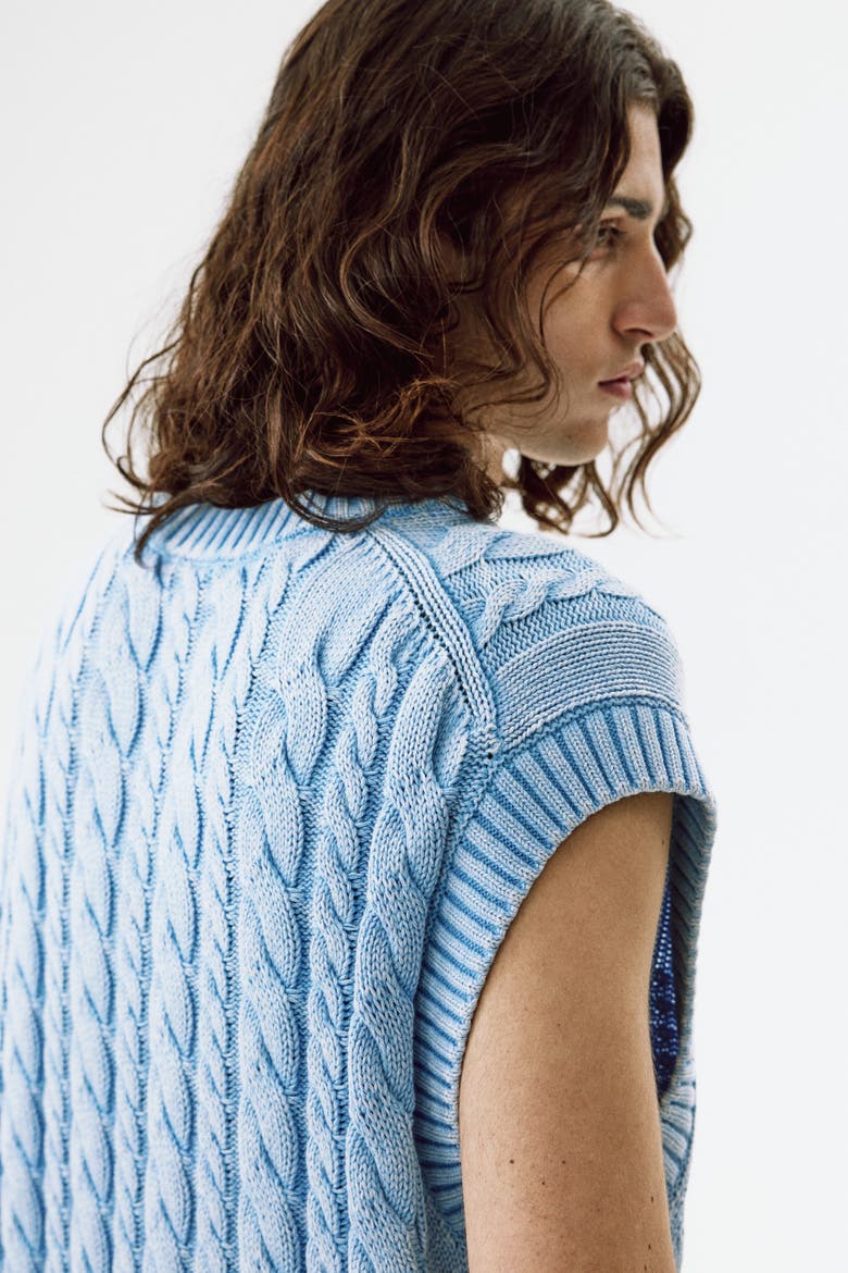 Relaxed-fit Cotton Sweater Vest, Alternate, color, Light dusty blue