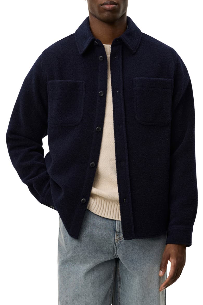 Lennon Bouclé Overshirt, Main, color, DARK NAVY