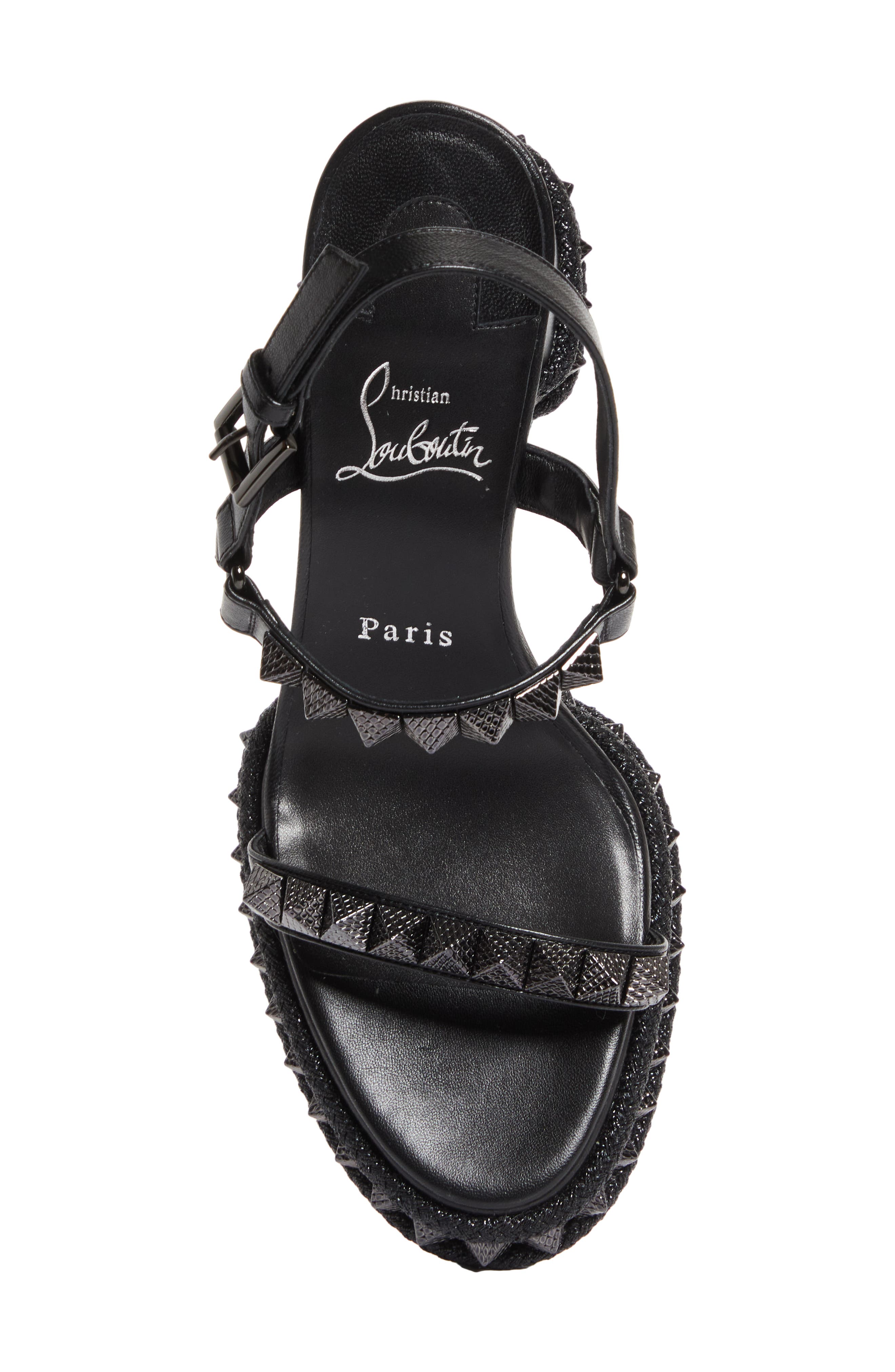 Christian Louboutin Superaclou Espadrille Sandal, Alternate, color, Black/ Lin Black