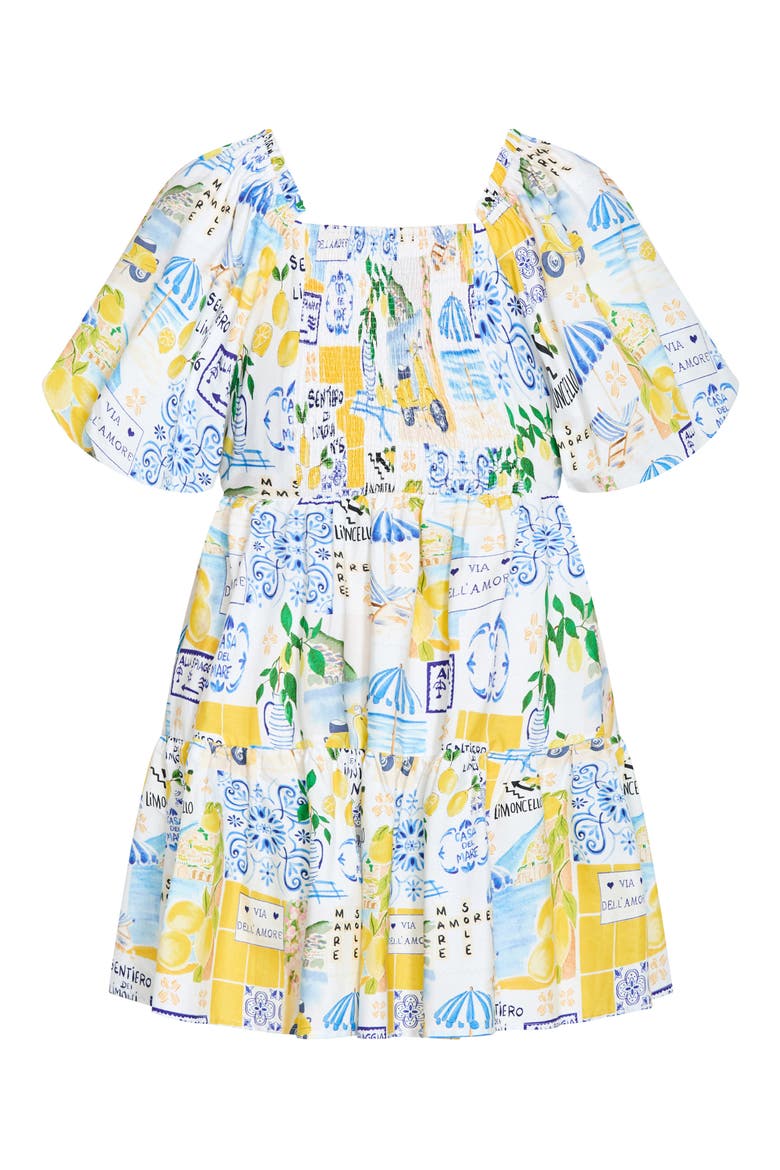 Fantasy Amalfi Print Tiered Minidress, Alternate, color, AMALFI COAST