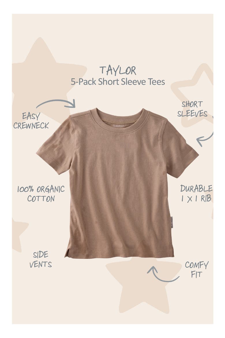 Taylor Assorted 5-Pack Organic Cotton T-Shirts, Alternate, color, NATURAL