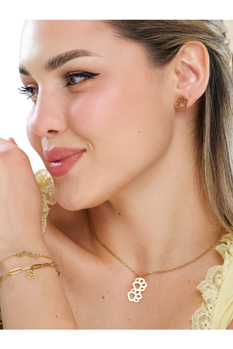 Pawsy Daisy Paw Print Link Chain Bracelet, Alternate, color, Gold