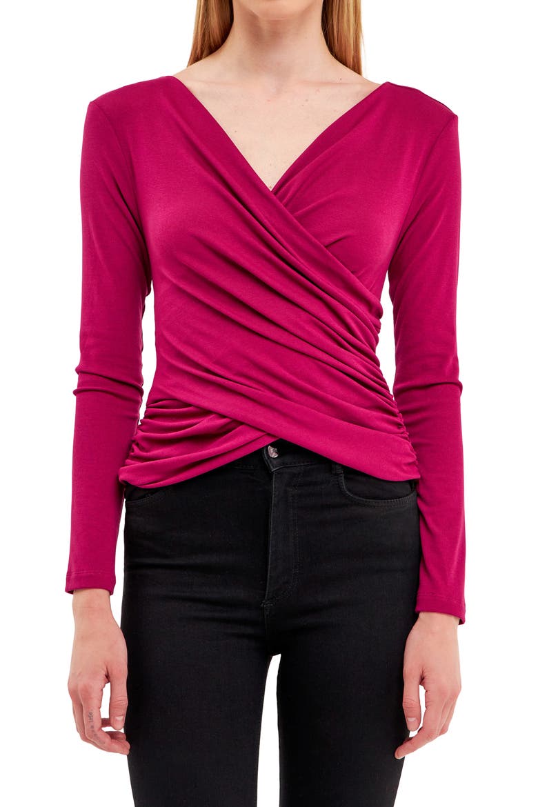 Shirred Crop Top, Alternate, color, BERRY