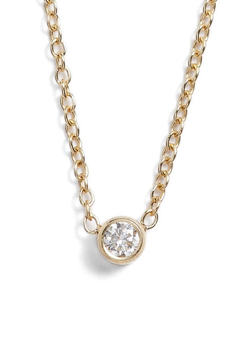 Diamond Bezel Pendant Necklace, Main, color, YELLOW GOLD