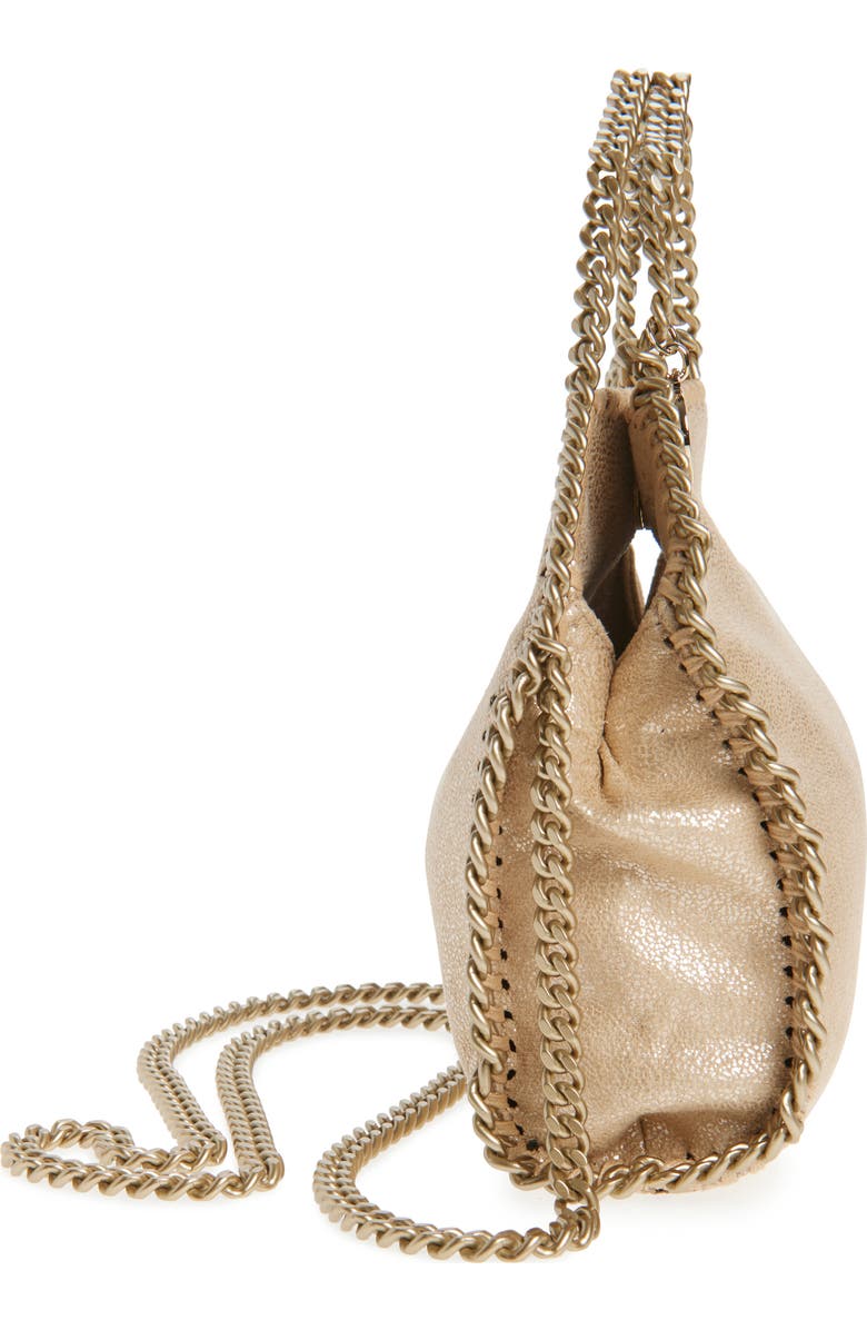 Stella McCartney Mini Falabella Metallic Faux Leather Crossbody Bag, Alternate, color, Gold