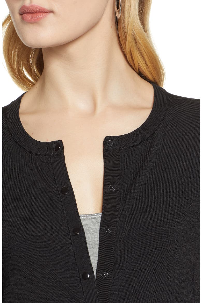 Snap Front Cardigan, Alternate, color, BLACK
