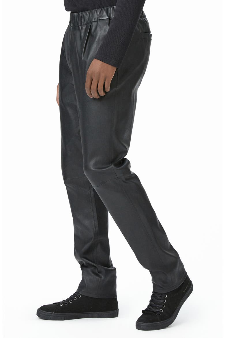 Snider Lambskin Leather Pants, Alternate, color, BLACK