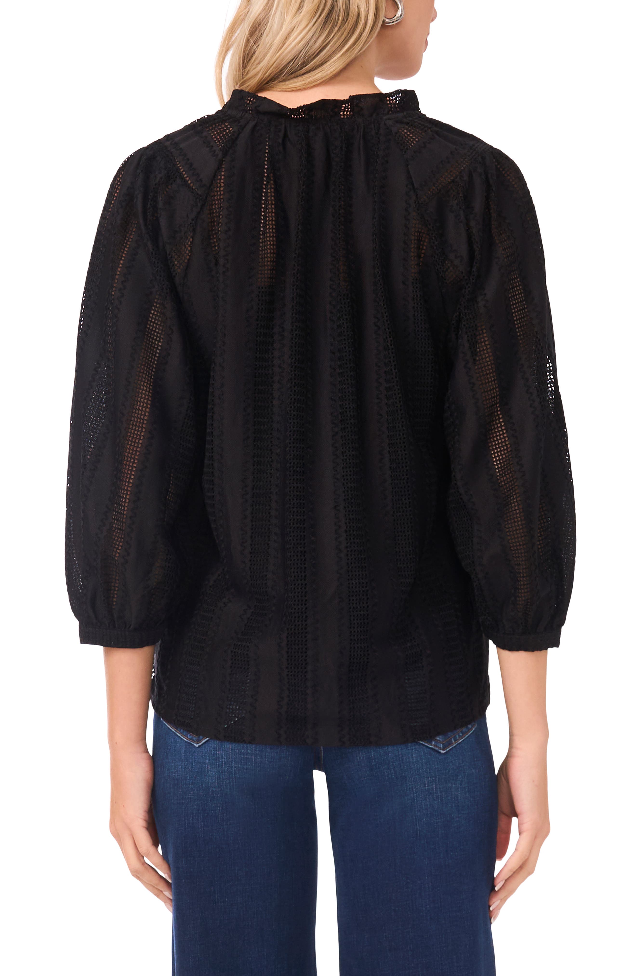 Open Stitch Peasant Top - image 2