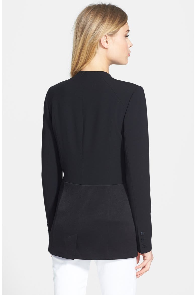 'Matte & Shine' Mixed Media Blazer, Alternate, color, BLACK