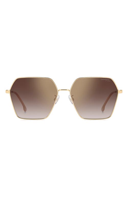 Carrera Eyewear 60mm Gradient Rectangular Sunglasses in Gold Ivory/Brown 