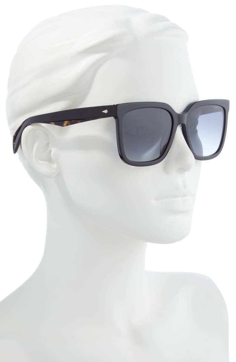 rag & bone 56mm Square Sunglasses, Alternate, color, Black Havana / Grey Shaded