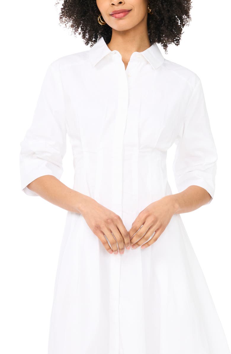 Vince Camuto Pleated Cotton Button-Up Maxi Shirtdress, Alternate, color,