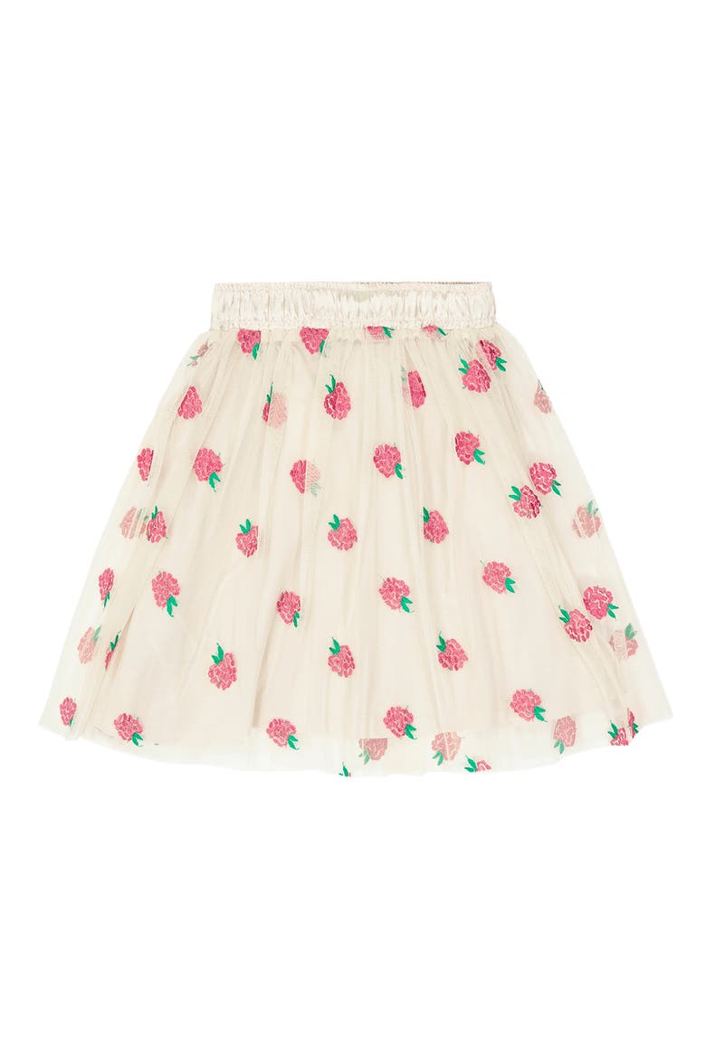 Kids' Johanna Fruit Embroidered Tulle Skirt, Alternate, color, OFF WHITE