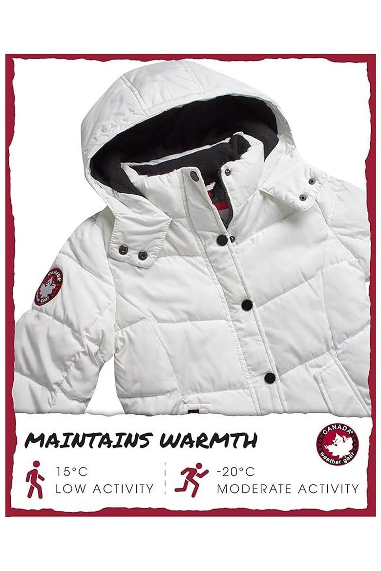 Girls' Quilted Heavyweight Winter Coat, Alternate, color, White