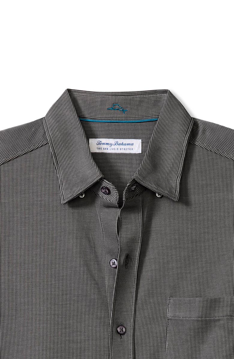 Tommy Bahama San Lucio Sol Stripe IslandZone<sup>®</sup> Cotton Blend Button-Up Shirt, Alternate, color, Coal