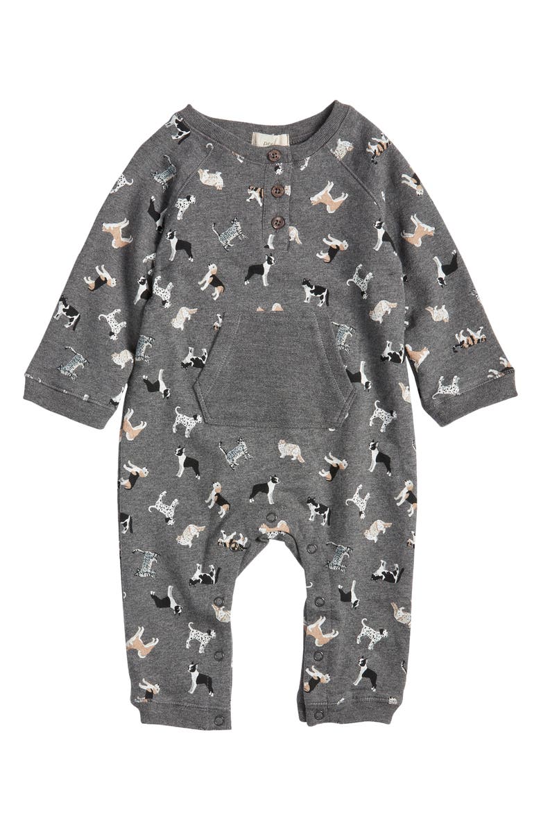 Peek Essentials Puppies Print Cotton Romper, Main, color, 