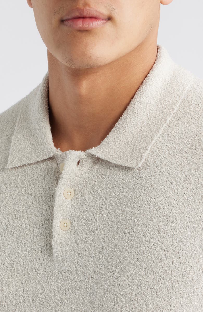 Nordstrom Short Sleeve Bouclé Polo Sweater, Alternate, color, Beige Pumice