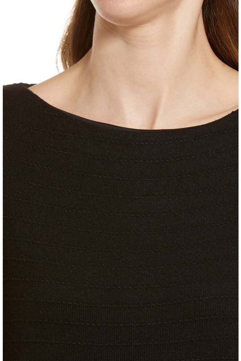 Boatneck Long Sleeve Sweater Dress, Alternate, color, BLACK