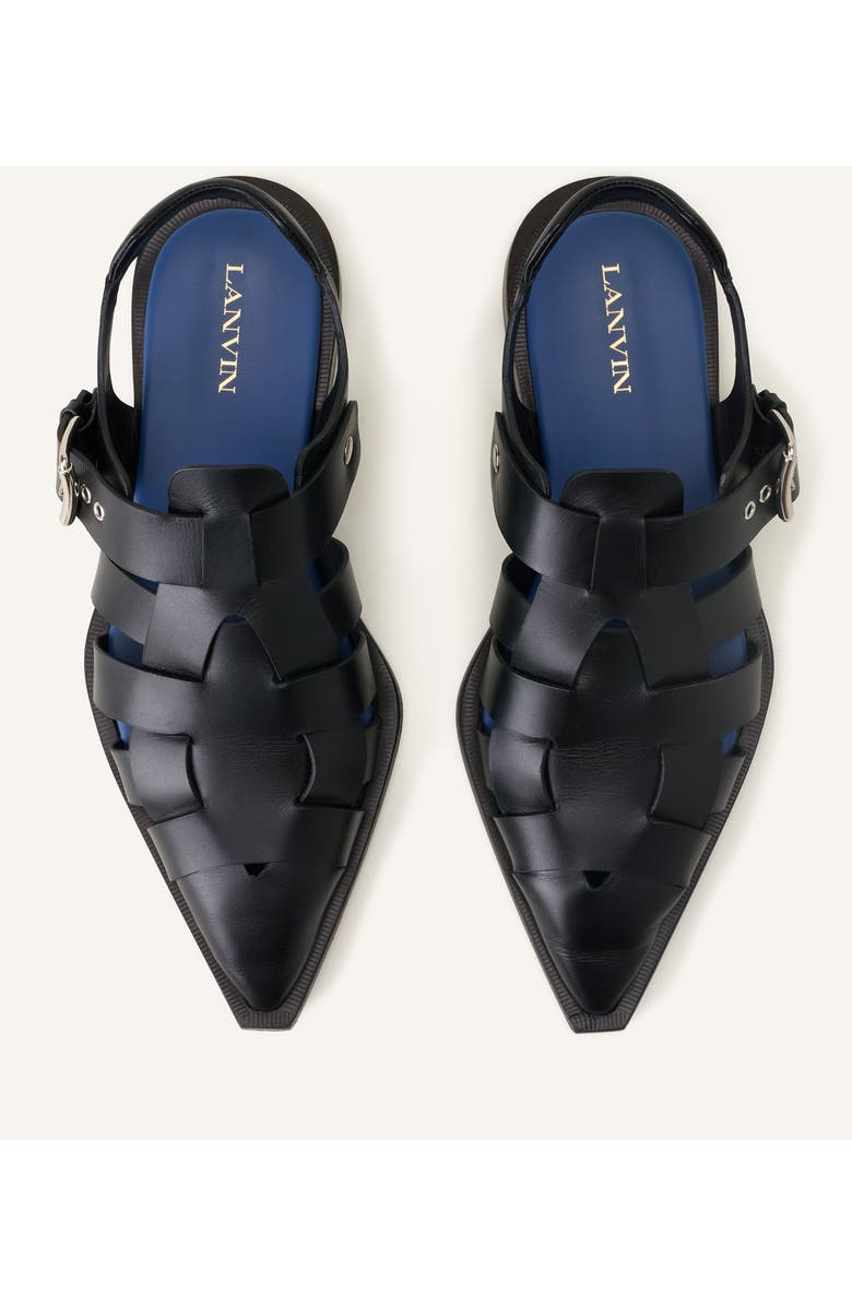 Lanvin Pointed-Toe Leather Sandals, Alternate, color, Black