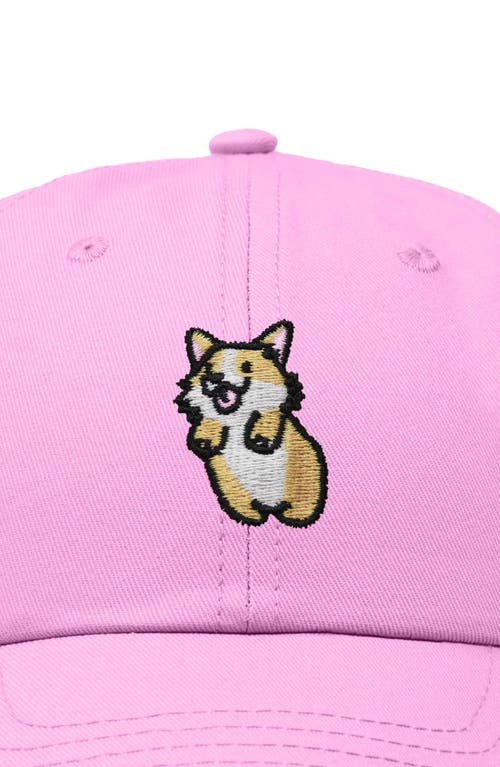Dalix Leaping Corgi Embroidered Cap In Light Pink