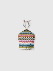 Missoni Top In Lamé Viscose With Pixel-effect Zigzag Pattern And Halter Neckline