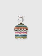 Missoni Top In Lamé Viscose With Pixel-effect Zigzag Pattern And Halter Neckline
