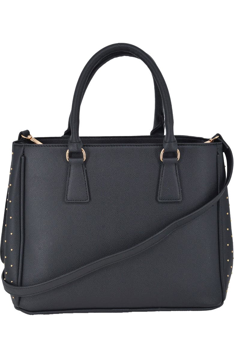 bebe Sagan Studded Satchel, Alternate, color, Black