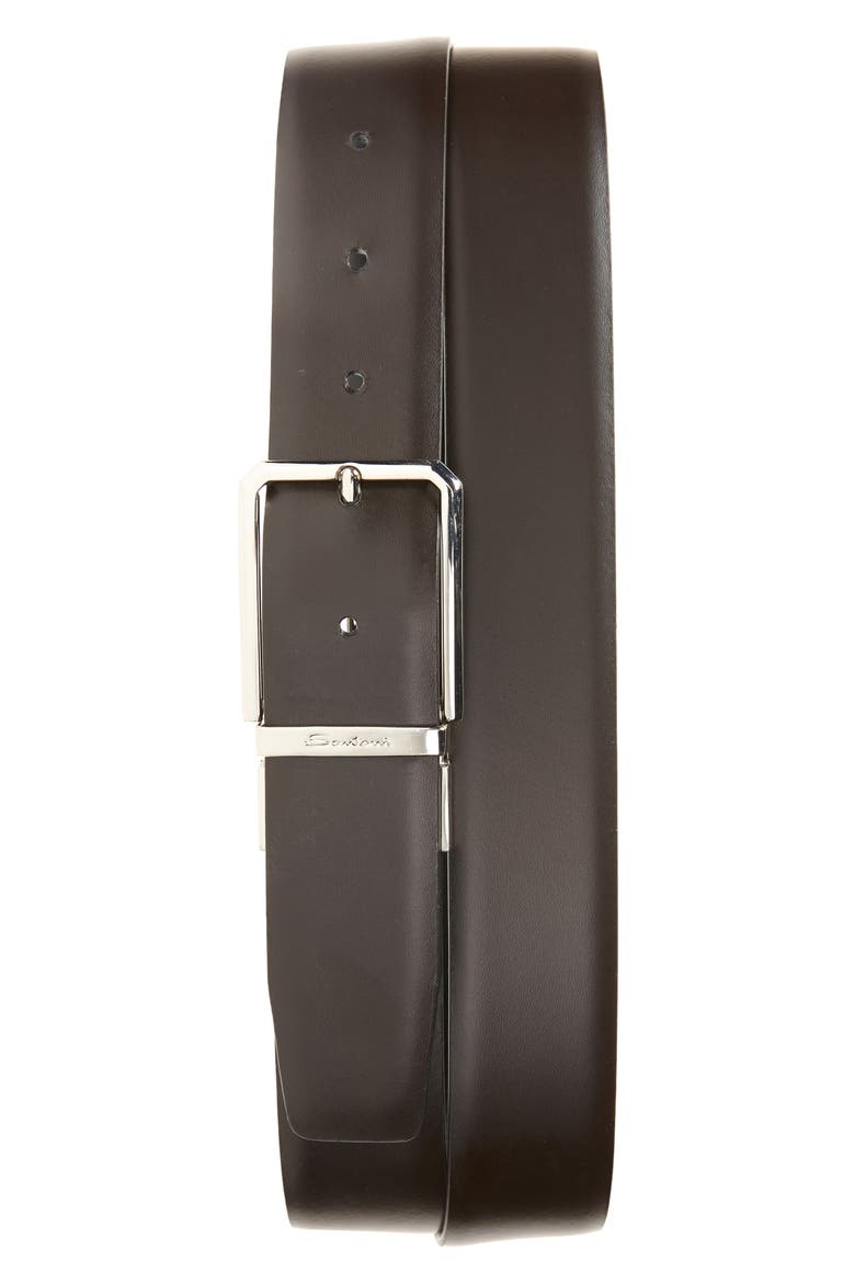 Polished Leather Belt, Main, color, BLACK