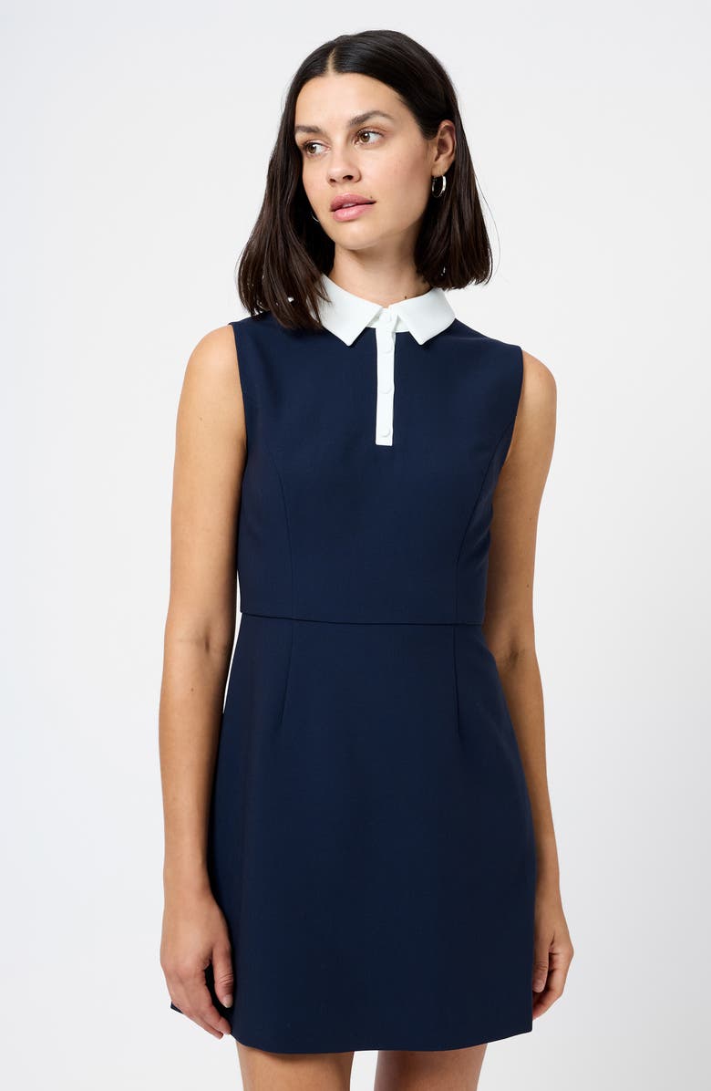 French Connection Azra Contrast Detail Sleeveless Twill Minidress, Alternate, color, Marine-Summer White