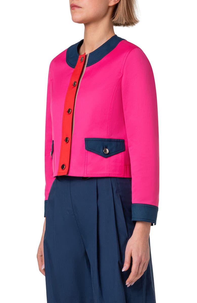 Akris punto Boxy Cotton Gabardine Jacket, Alternate, color, 