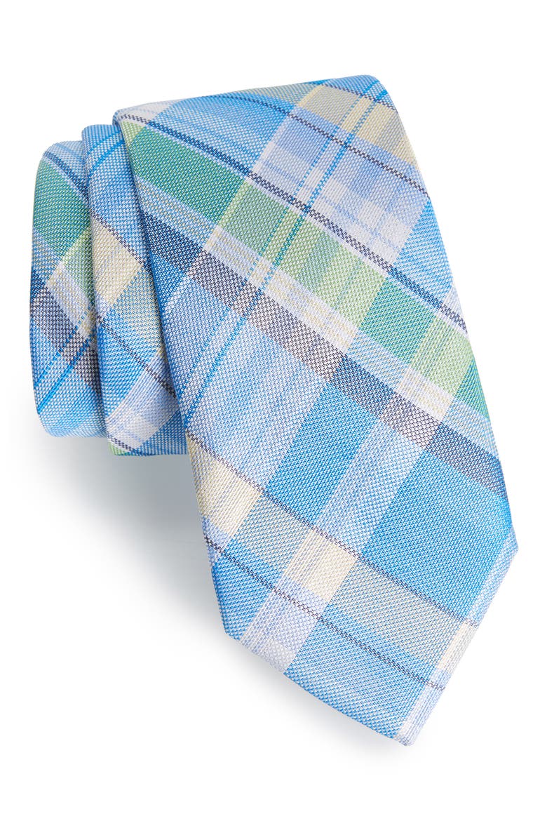 Del Rio Plaid Silk Tie, Main, color, BLUE