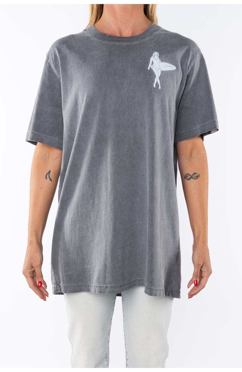 ARIKO Gender Inclusive Surf Girl Graphic T-shirt, Main, color, Sea Grey