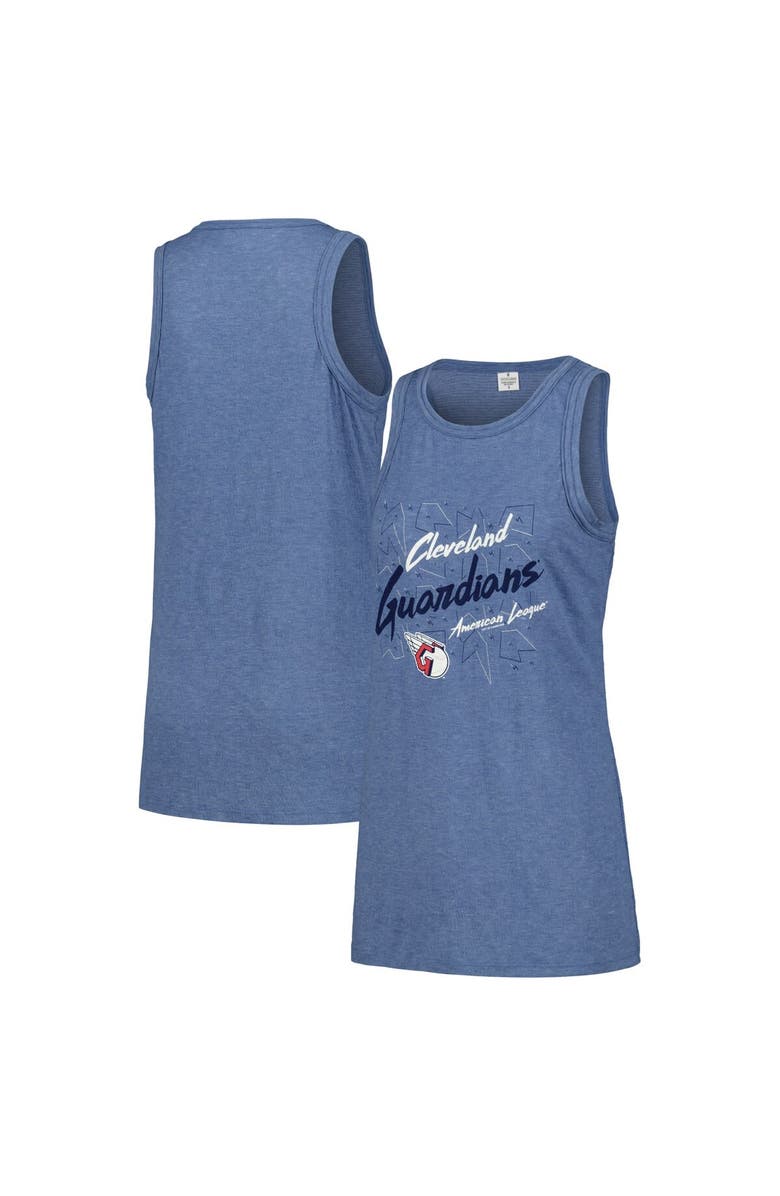 SOFT AS A GRAPE Women's Soft as a Grape Navy Cleveland Guardians Gauze High Neck Tank Top, Alternate, color, Navy