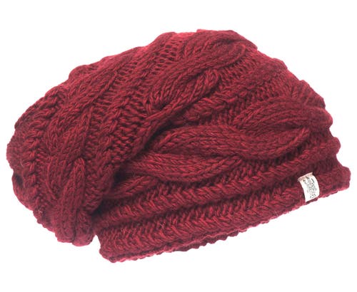 Nirvanna Designs Triple Braid Cable Slouch In Burgundy