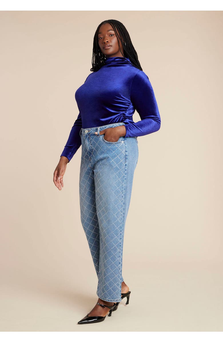 ELOQUII Velvet Mockneck Top, Alternate, color, Mystic Purple