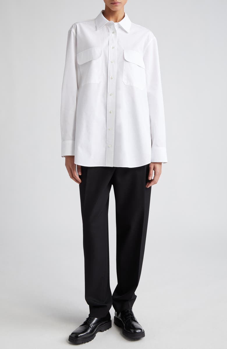 PARTOW Bacall Cotton Twill Pants, Alternate, color, Black