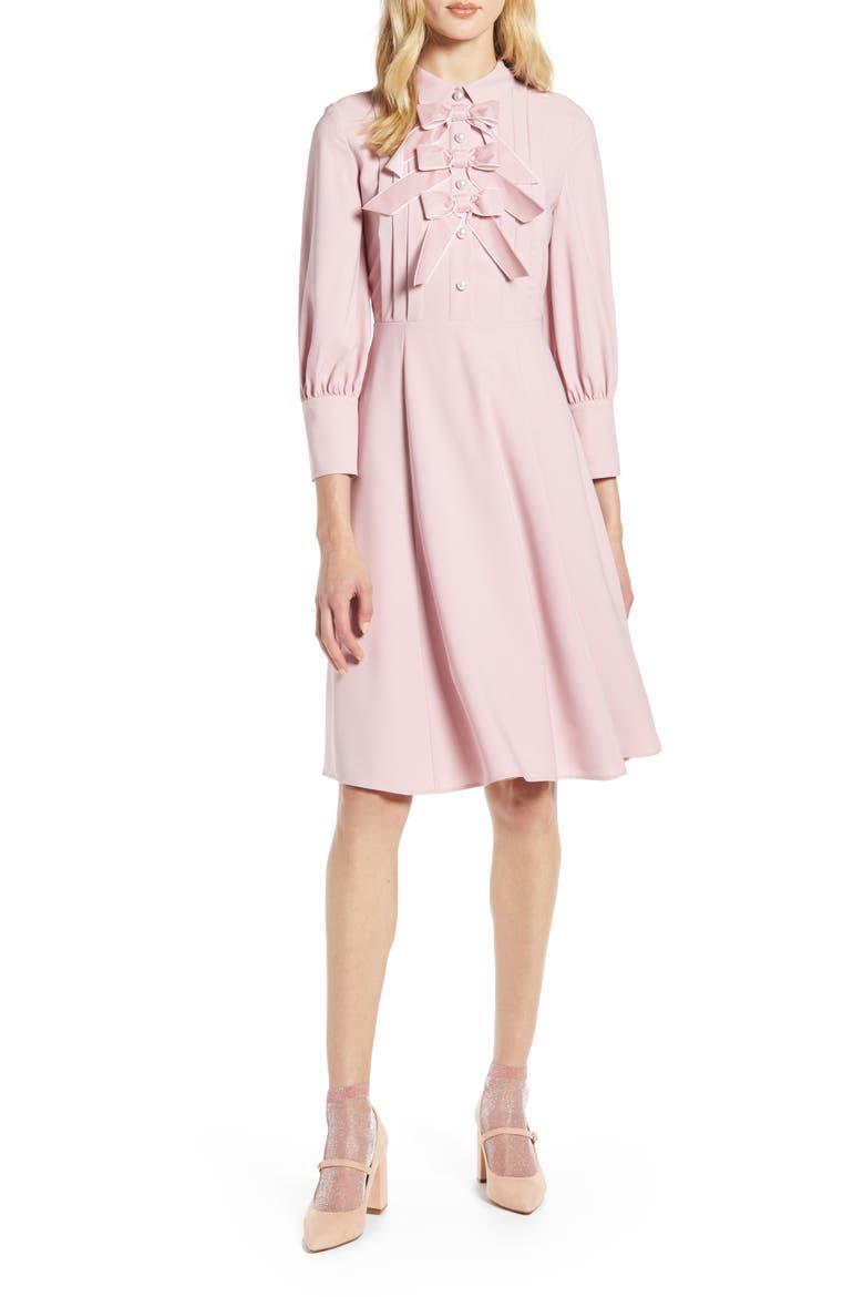 x Atlantic-Pacific Bow Detail Fit & Flare Dress (Nordstrom Exclusive), Main, color, PINK ZEPHYR