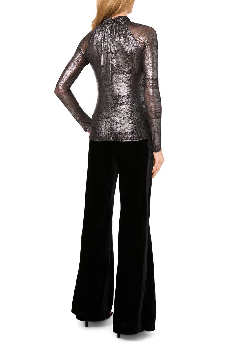 Ted Baker Metalllic Ruched Turtleneck Top, Alternate, color, Rich Black