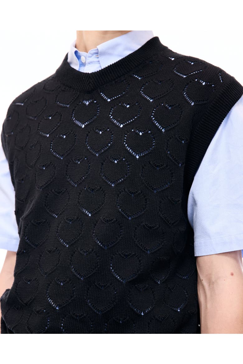 Eyelet Sweater Vest, Alternate, color, Black