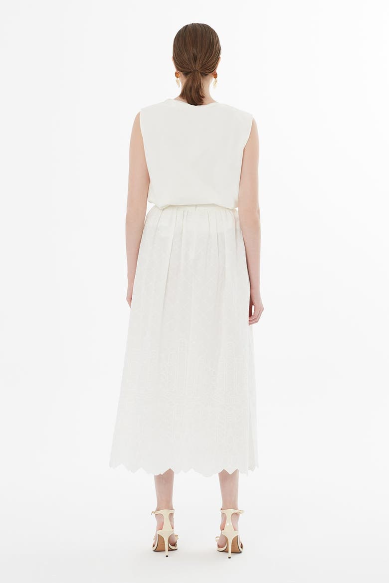 Ecru A-Line Midi Skirt, Alternate, color, Ivory